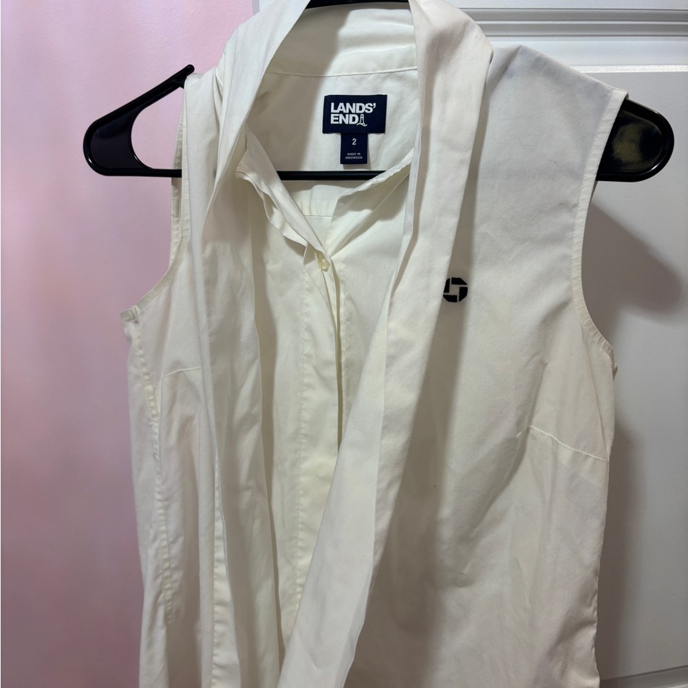 Lands' End Cream Sleeveless Top with Scarf